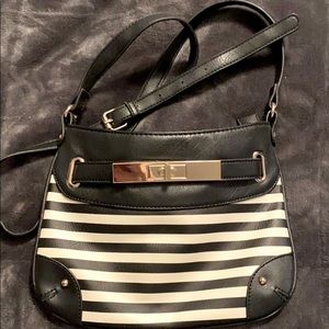 Black and white stripe purse with long strap!